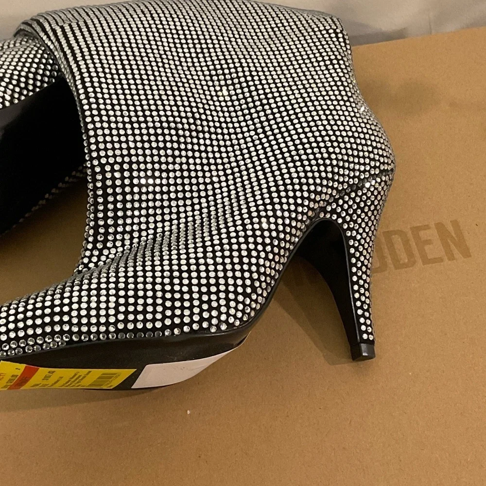 Black and White Rhinestone Boots